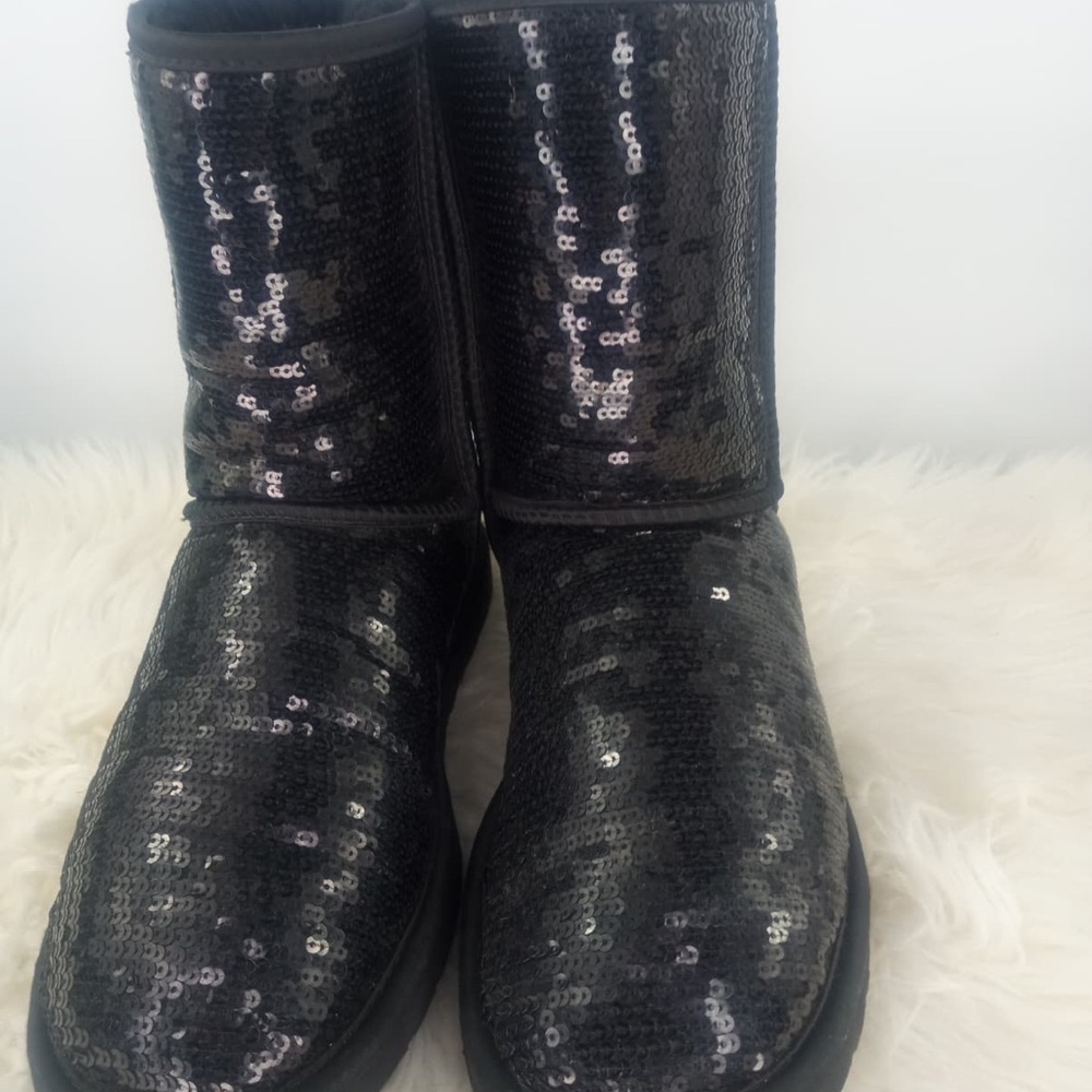 UGG Black and Silver Sequin Women's Boots - Picture 5 of 7